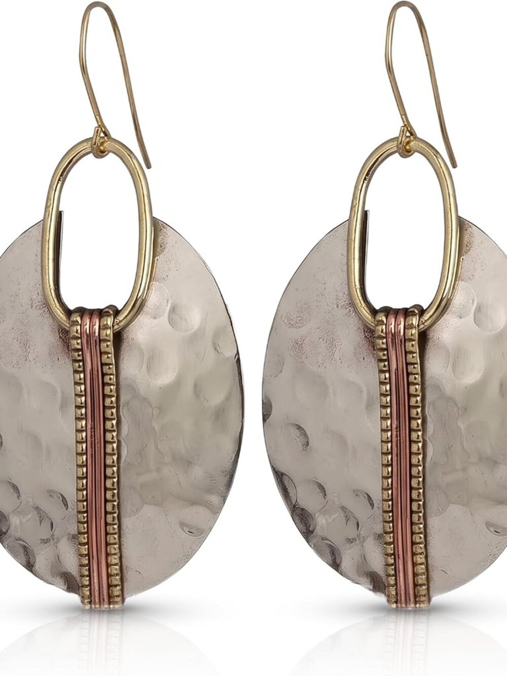 Evelyn Artisan-Inspired Dangle Earrings - Chic Mixed Metal Jewelry for Women